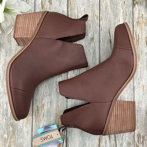 Toms Shoes - Toms Dressy Leather Everly Cutout Ankle Boot Bootie Shoes Size 11